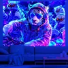 Gobelin Hippie Anime Anime UV Reactive Tobestry DJ Muzyka Zwierzęta dla Kawaii Decor Decor Estetyczne przyjęcie domowe