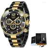 Montre-bracelets Lige Top Man Watch Business en acier inoxydable Quartz Lumineux Watchs de montres à l'horloge pour hommes