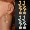 Boucles d'oreilles en peluche goutte à oreilles pour femmes bijoux de mode charmes de la fleur de strass Long Yellow Gold Couleur E5175