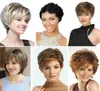 Lady Women Moda Kısa Kıvırcık Peruklar Siyah Sarışın Dalgalı Saç Pexie Boycut WIG2316715