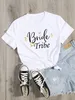 Brud ringfinger brud team tryck Bachelorette Wedding Party Women T-shirt Casual Ladies Basic O-Collar Kort ärm T-shirt