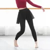 Pantalon de yoga femelle pratiquer les vêtements adultes noirs de danse classique costume de fil jupe de fils de gymnase