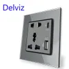 Delviz Type C INTERFACE SOCKET, Universal International, Painel de Vidro de Cristal, saída USB Power, 18W 4000mA Smart Quick Charge