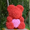 25 cm pe herzförmige Liebe Rosenbär Künstlicher Rosenhochzeitsbären Puppen Romantischer Valentinstag Toy301r