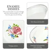 Dinnerware Sets 2 Pcs Enamel Tea Tray Retro Plate Multi-function Storage Dishes Decor Household Fruits