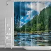 Natuurlijk landschap Bosboomdouche Gordijnen Zomer Zonlicht Jungle Landschap Waterdicht Badgordijn Home Decor Badkamer Gordijn