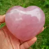 Figurines décoratives rares naturaux rose quartz cristal coeur reiki pierre