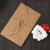 Kraft Paper wenskaart met pluche haarspeld kerstkaart creatief zegen cadeaubon 3D retro berichtenkaart met envelop hennep