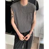 Men's Tank Tops Summer Casual Round Neck Pocket Ruched Texture Vest