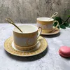 Coffeware estabelece luxuosas xícaras de café em ouro criativo de xícara de chá de alta qualidade de cerâmica vintage e pires ecológicos