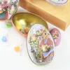 Metal Easter Egg Form Candy Tin Cute Bunny Rabbit Printed Egg Candy Box Easter Festival Party Favor Gift Packaging Decorations