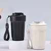Vattenflaskor 316 Rostfritt stål åttonal kaffekopp Portabelt bärande rep minimalistiska vakuumisolerade