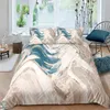 3D -sängkläder set duvet omslagskudde nordiskt marmor mönster vit rosa sängkläder singel kung 220x240 inget lakan sängöverdrag