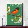 Oriole e corvo di Baltimora Maryland Stampe d'arte Urban Tourism Landscape Wall Art Buildings e Skyline Poster Print Decor