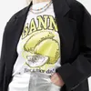 Citrontryck tee skjorta kvinna sommar oneck orangisk bomull t -shirt kvinnlig mode avslappnad kort ärm tshirt kläder streetwear 240403