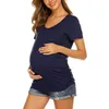 Nouveaux hauts de maternité Femmes Comfort Confort Clain à manches Collières Colongeurs Mall Mallfeeding T-shirts Maternity Maternity Wear Mom Plus Size