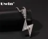 UWIN Silver Color Iced Bolt Necklaces Fashion CZ Pendant Lightning Pendants Jewelry Mens Hiphop Chains Drop 2109297593417