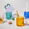 Цветные стеклянные чашки Оригинальный дизайн красочный волнистый ушной стеклянный кружка