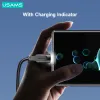 USAMS LITHE PD 100WタイプC高速電荷インジケーターケーブル5A USB CデータケーブルiPadスイッチHuawei Xiaomi Samsungタブレットラップトップ