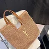 Designer Bag Fashion Raffias Straw Shoulder Bags Luxury Handbag Women Large Icare Maxi Beach Bag 3 Color Luxuries Top Quality Genuine Leather Tote With Metal Letter