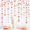 Rose Gold 60th Happy Birthday Banners Decor Number 60 Circle Dot Star Garland Hanging Streamers Anniversary Sixty Party Supplies