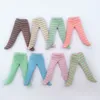 OB11 bebek çorapları 11 cm/ 4 için çizgili aksesuarlarla sevimli yüksek bel legging çorapları
