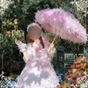 Paraplyer lyxdesigner bröllop paraply konst flickaktigt estetik lolita spets söt rosa långa kvinnor ombrelles mariage solig ängel