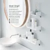 XUNSHINI Punch Free Bathroom Shelf White Kitchen Wall Shelves Shower Basket Storage Rack Bathroom Accessories