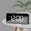 LED Spiegel Wecker Snooze Digital Tischuhr Weck auf leichte elektronische Zeittemperaturanzeige Deskuhren USB -Ladung