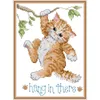 Urocze kotka Seria Animal Wzór DMC Cross Cross Set Fanvas Fabric 14ct 11ct Chinese Cross Stitch Kit DIY Iglework