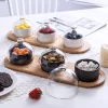 Japansk bordsartiklar svart keramisk dessert skål frukt tallrik kreativ glas täcker hushålls snackplatta torkad fruktkakplatta