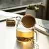 Bozzh Creative Glass Water Pot с деревянным мячом цветочный чайник против взрыва стеклянный чайник -чайник холодный пикер кофей