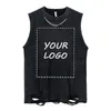 Men's Tank Tops Custom Link Washed Retro Hip Hop Sleeveless Shirts Men Clothing