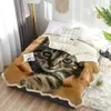 Cute Pet Themed Cat Blanket Floral Fleece Blanket for Kids Girl Couch Soft Plush Bedspreads Quilt Drop Ship Blankets for Beds