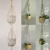 Vintage Macrame Plant Hanger Garden Flower Pot Holder pendurado na cesta de corda