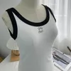 Kobiety zbiornikowy Top Summer Slim Mleevelaless Camis Croptop Emplise Elastyczne sportowe dzianinowe zbiorniki