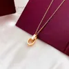 Collana di stilista Collana Heart Collana Gioielli Gold Choker Womens Rope Chain Double Anello a ciondolo Diamond Gold Collane per Donne Gold Silver Wedding Party Regalo