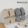 4pairs/Los billige Leinenschuhe Männer Frauen Einweg Hotel Spa Pantoffers Hausrutschen Reise Hospitality Guest Schuhschuhe Schuhe