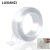 Luxianzi 1/2mm Nano Doppelband 1/3/5m wiederverwendbares wasserdichtes Klebstoff Starke Wandaufkleber für Badezimmer Küche Notrace Sided Tape