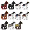 Military War Horse Medieval Roman Knight Figure Building Blocks Saddle Horse Rope Army Mounts Accessories Animal Toys Kids J045