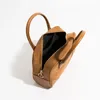 Totes MABULA Faux Suede Brown Vintage Woman Bowling Tote Handbag Solid Color Elegant Female Crossbody Purse Fashion Simple Travel Bag