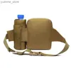 Sport Bags New outdoor waist bag for mens tactical water bottle waterproof Molle camouflage hunting and hiking nylon phone strap bag Y240410