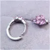 Hoop Huggie Earrings Natural Real Pink Sapphire Earring Leaves Style 2 4Mm 0.15Ct 10Pcs Gemstone 925 Sterling Sier Fine Jewelry L24314 Dhzbh
