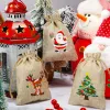 1 Stück Weihnacht Jute Jute Surl Auftasche Weihnachtsstring -Wäsche kleine Weihnachtsleckern Süßwaren Tasche Goody -Geschenks Bags für Weihnachtsgeschenke