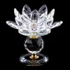 Crystal Block Lotus Flower Big Tealight Candle Stand Holder Candlesticks