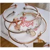 Bangle 26 Lettera iniziale Knot Bracciale Girl Girl Gioielli in lega rotonda Braccialetti a pendente per donne Girls Didesmaid Gift Drop Dhhac Dhhac