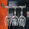 Penduramento de vinhos de vinhos de metal pendurado barra prateada/dourada bar single/duplo rack stroemware de vidro garrafa de garrafa de garrafa invertida WY40305