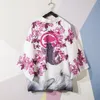 Cardigan giapponese Kimono Codigan Plus size Stampa retrò Cherry Sakura Cardigan Shirt Maschio Yukata Haori Casual Samurai Abbigliamento