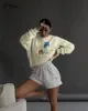 Blessyuki Mode Ästhetische Kunst drucken dünne Hoodies für Frauen Kleidung übergroße Vintage Sweatshirt Cotton Girl Pullover 240326