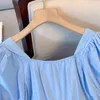 Plussize Womens Summer Summer Dress Dress Lace Chaking Blue Cotton Long Long مع بطانة للراحة الودية للبشرة 240410